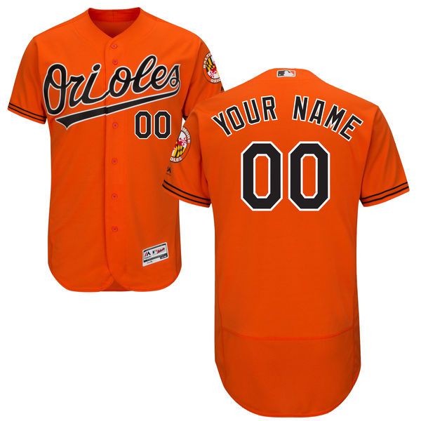 Men Baltimore Orioles Majestic Alternate Orange Flex Base Authentic Collection Custom MLB Jersey->customized mlb jersey->Custom Jersey